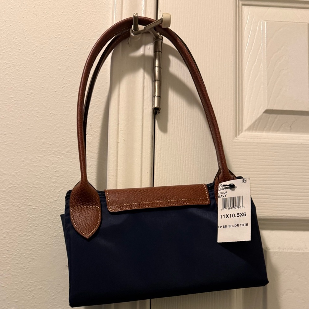 Longchamp Small Navy and Brown Tote Bag - Picture 3 of 5